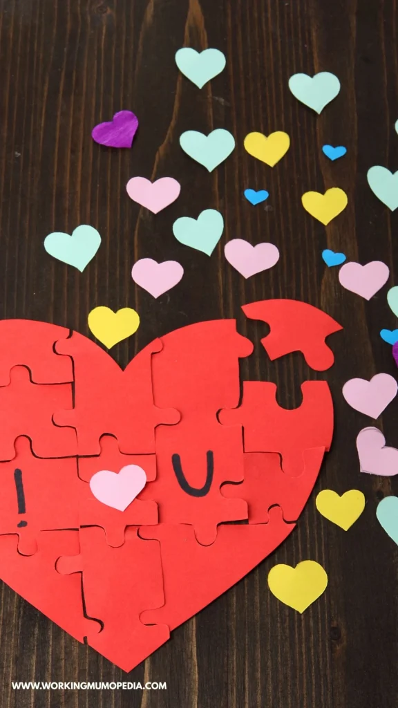 Paper heart Valentine card